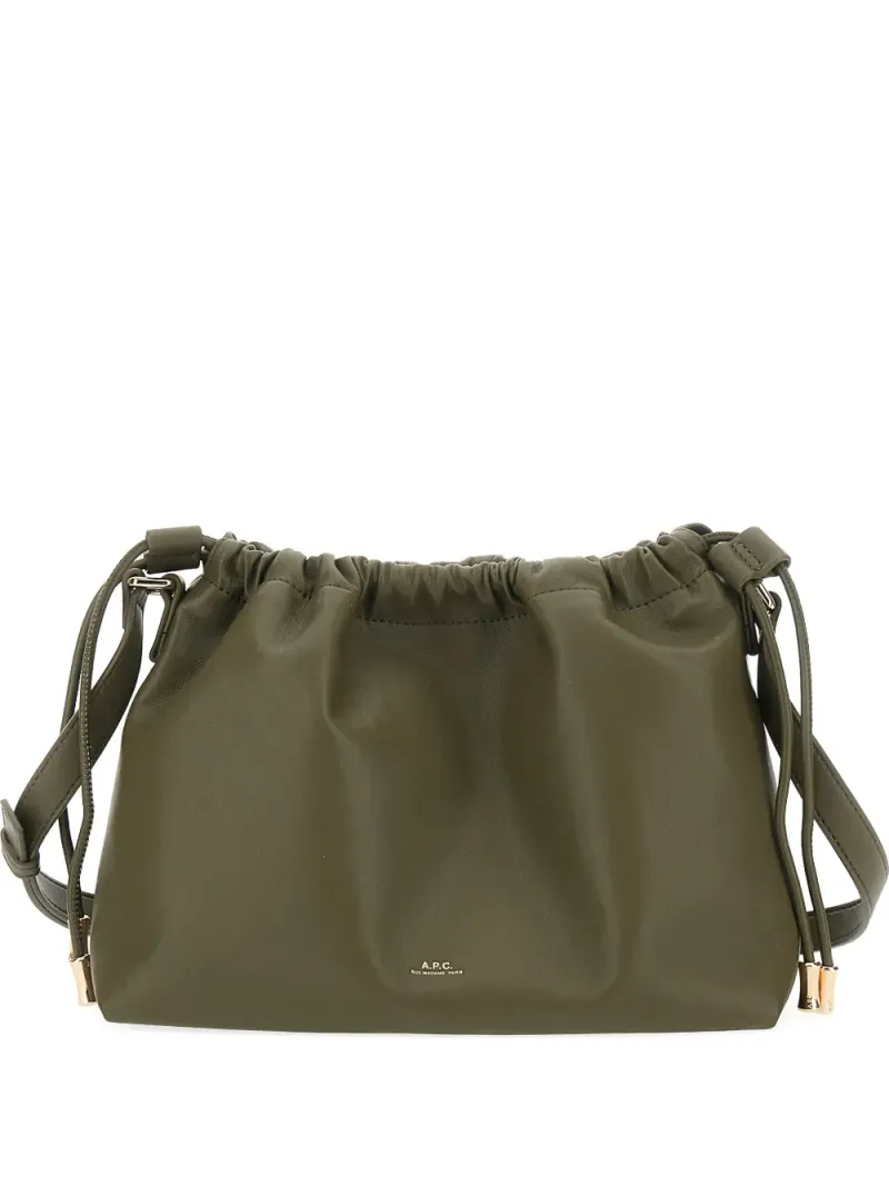 A.P.C. Geraffte Schultertasche in Grün