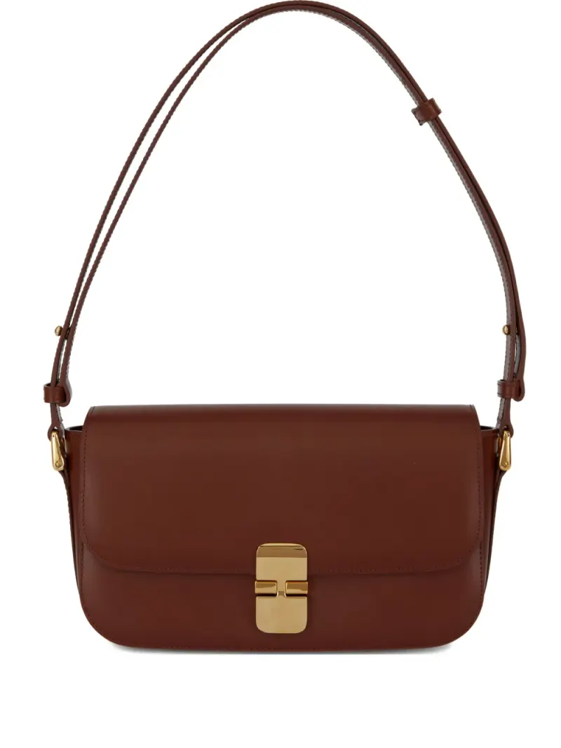A.P.C. Grace Schultertasche mit Klappe in Braun
