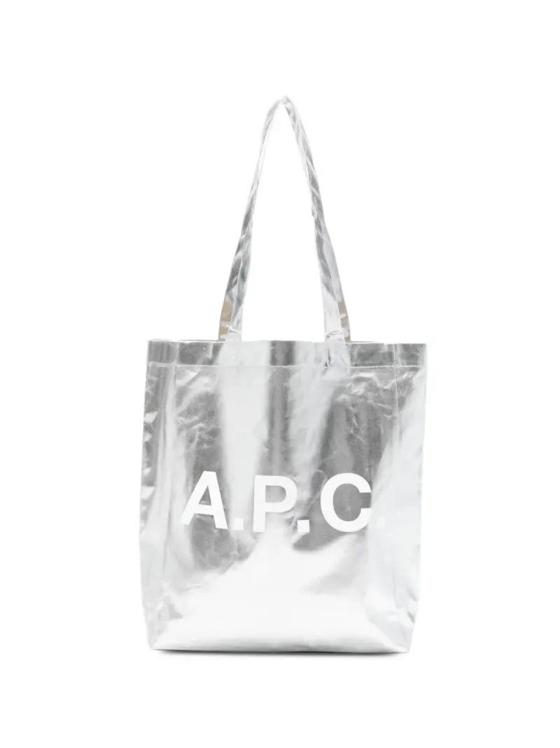 A.P.C. Handtasche mit Logo-Print in Silber