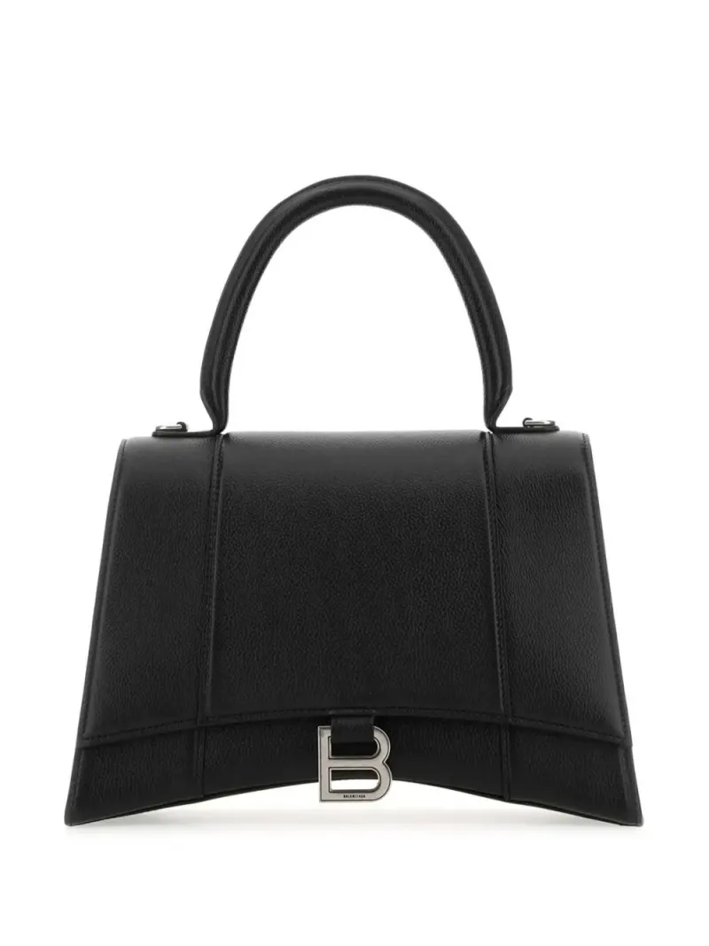 Balenciaga Mittelgroße 'Hourglass' Schultertasche aus Leder in Schwarz