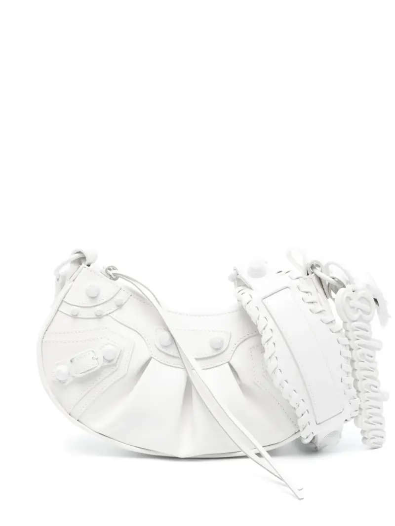 Balenciaga Kleine Le Cagole Schultertasche in Weiß