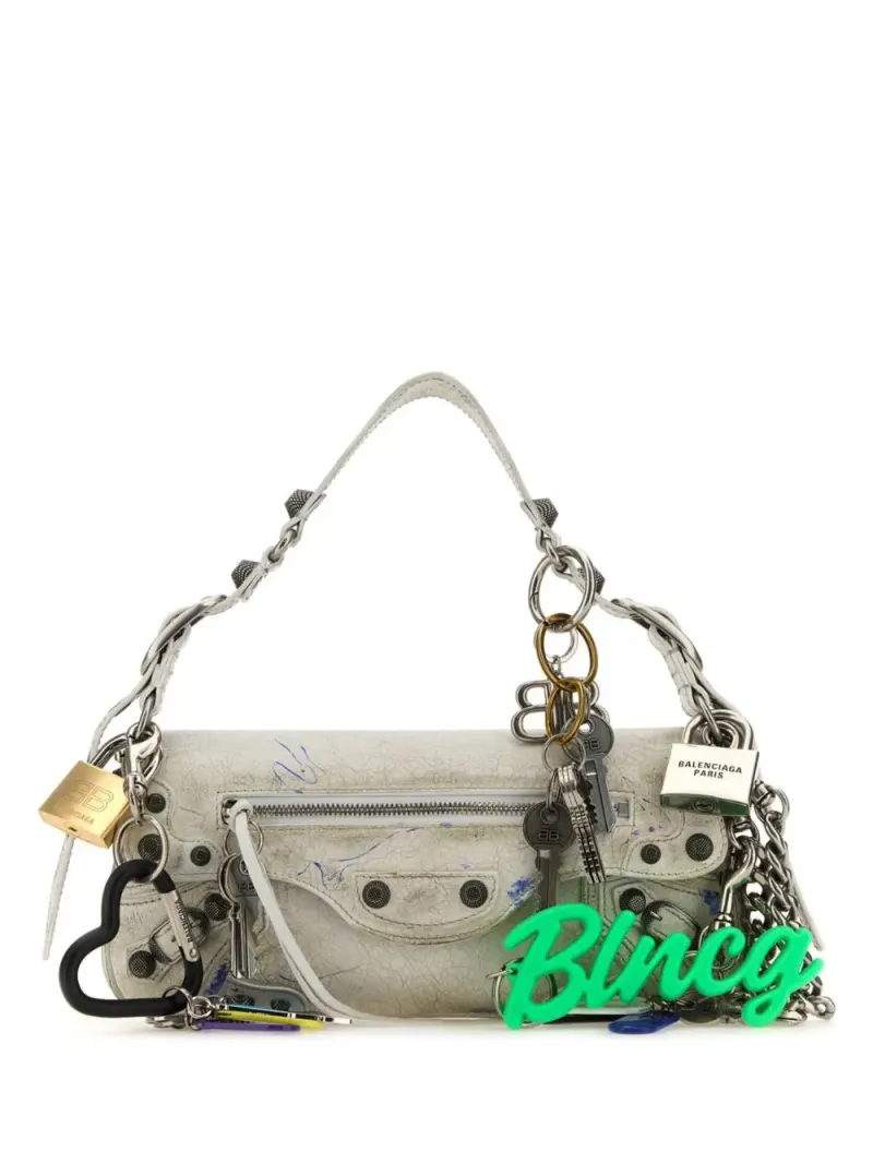 Balenciaga Kleine Le Cargo Schultertasche in Weiß