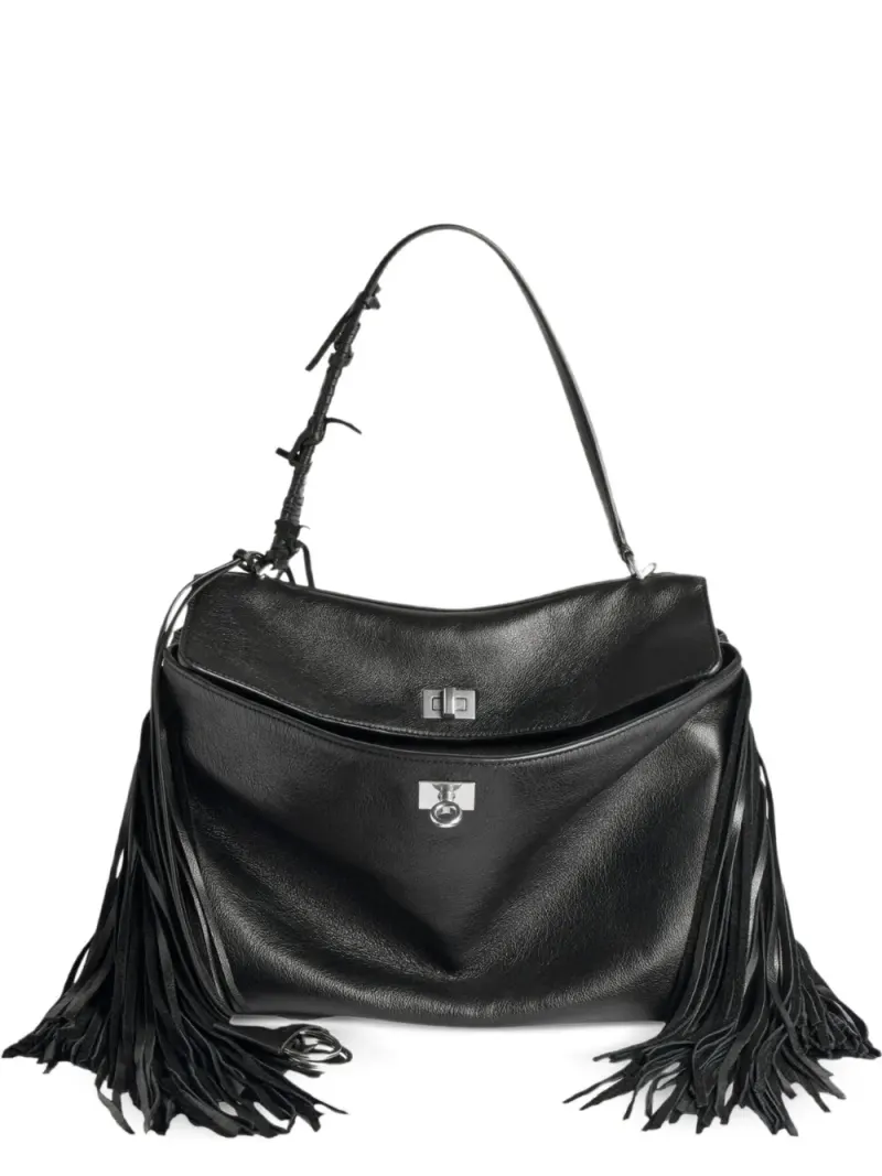 Balenciaga Rodeo Handtasche mit Fransen in Schwarz