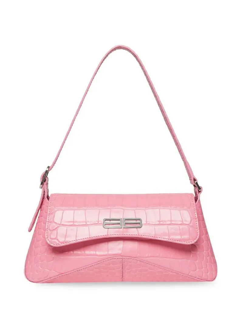 Balenciaga XX Flap Schultertasche mit Kroko-Effekt in Rosa