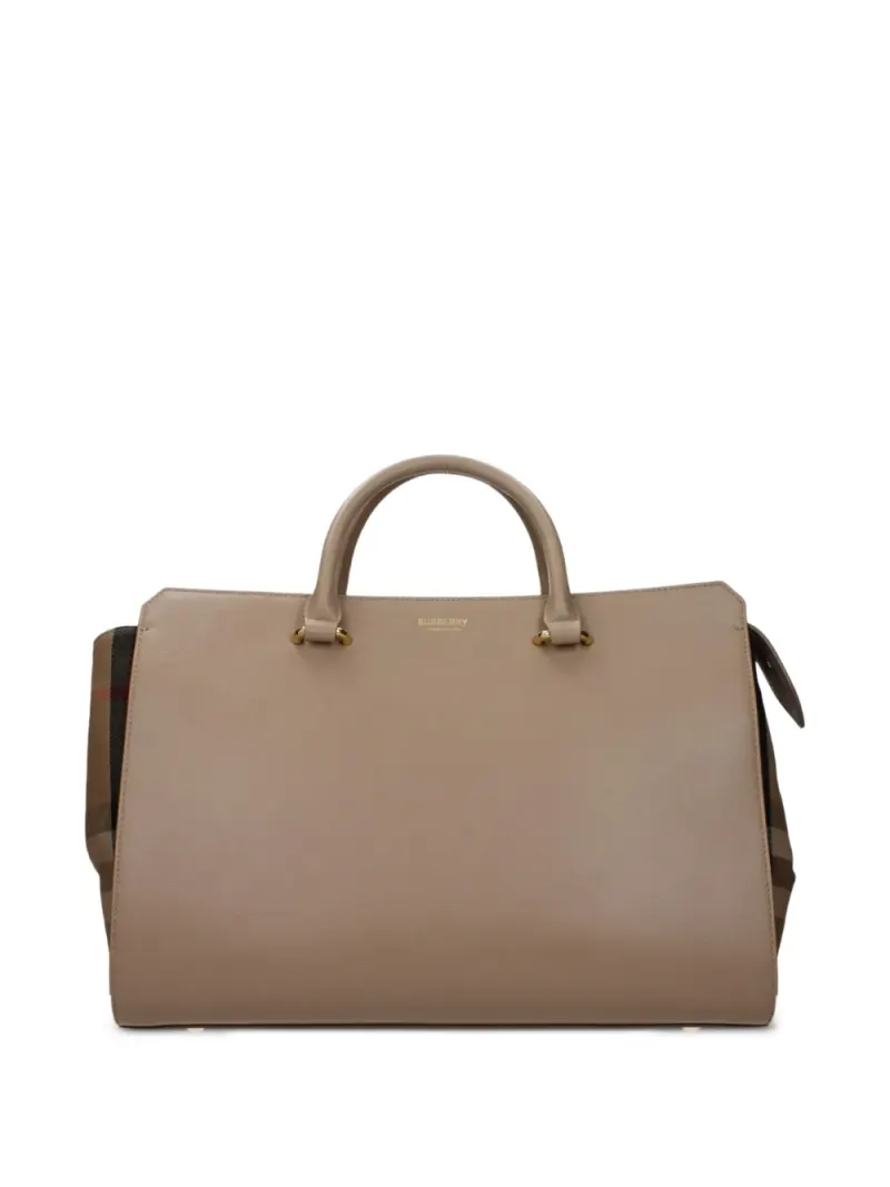 Burberry Banner Tote Bag mit kariertem Einsatz in Nude