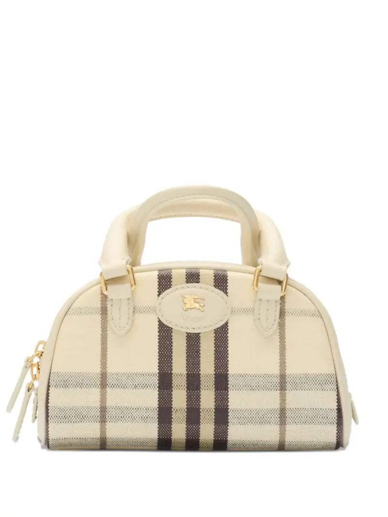 Burberry Bowling-Mini-Tote Bag mit Karomuster Mini in Nude