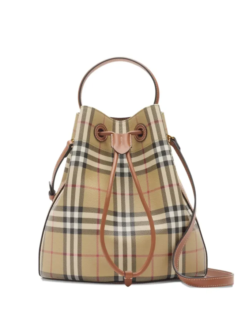 Burberry Kleine Check Beuteltasche in Nude
