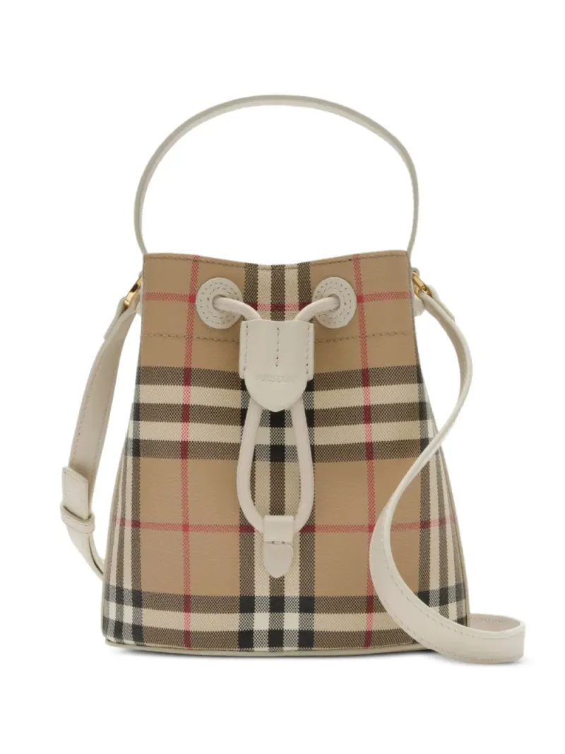 Burberry Mini Check Beuteltasche Mini in Nude