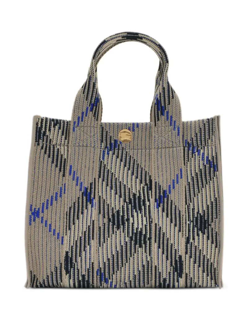 Burberry Gestrickte Tote Bag mit Mini Check Mini in Grau