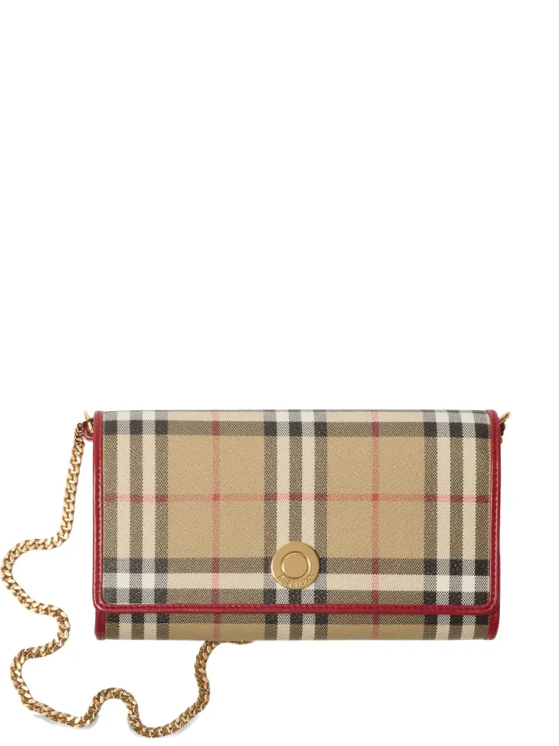 Burberry Karierte Mini-Tasche mit Kette Mini in Nude