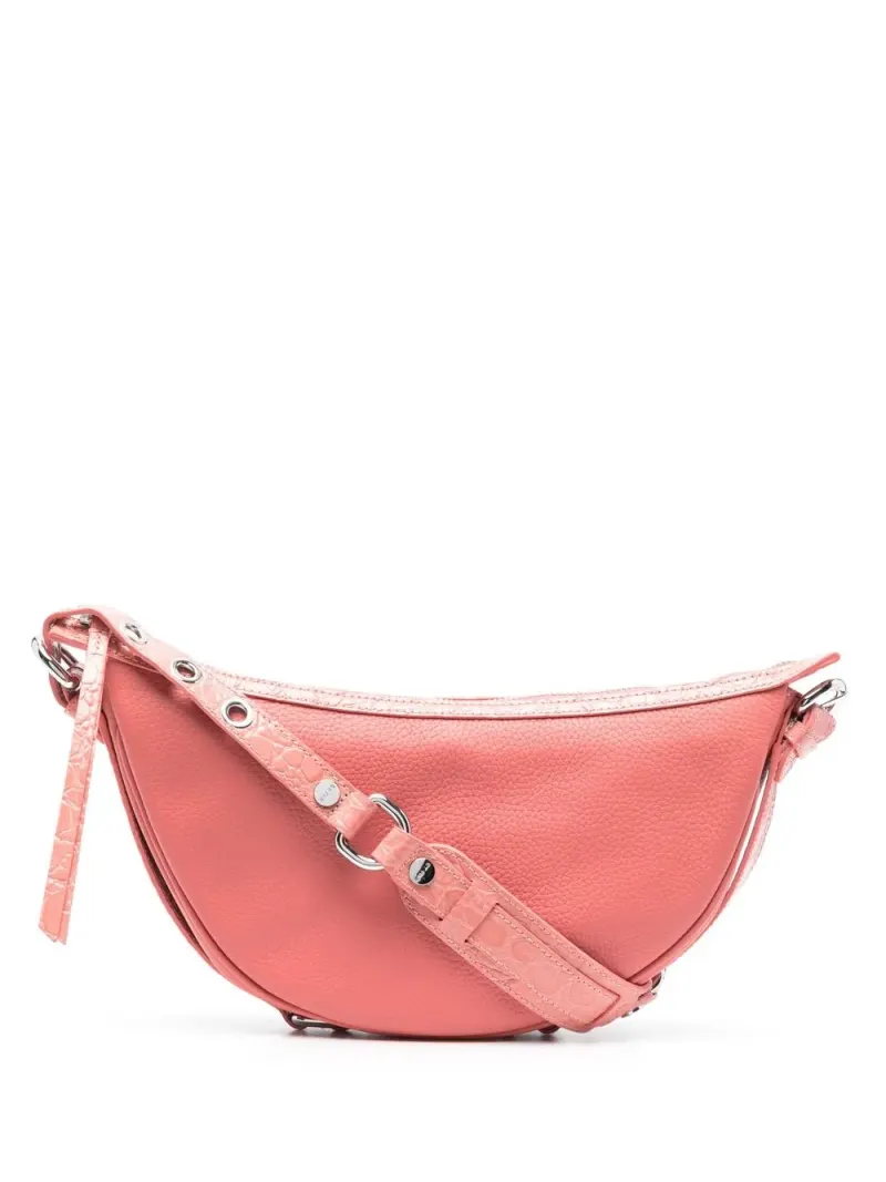 By Far Schultertasche mit Kroko-Effekt in Rosa
