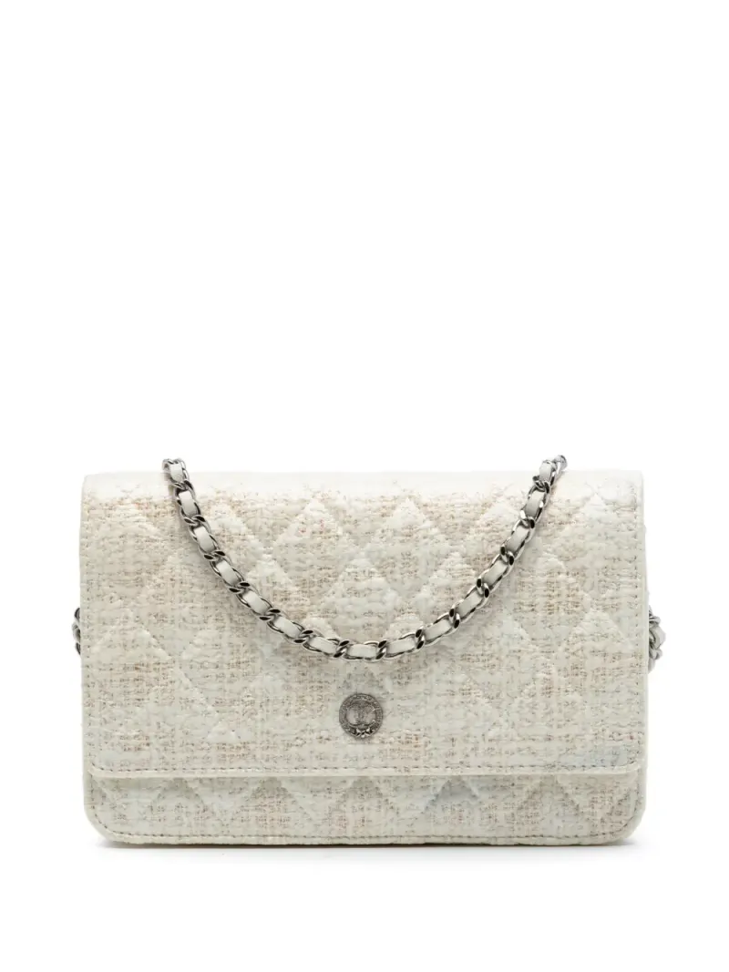 Chanel beschichtetes Tweed-Portemonnaie in Braun Tweed-Leder – Pre-owned Taschen
