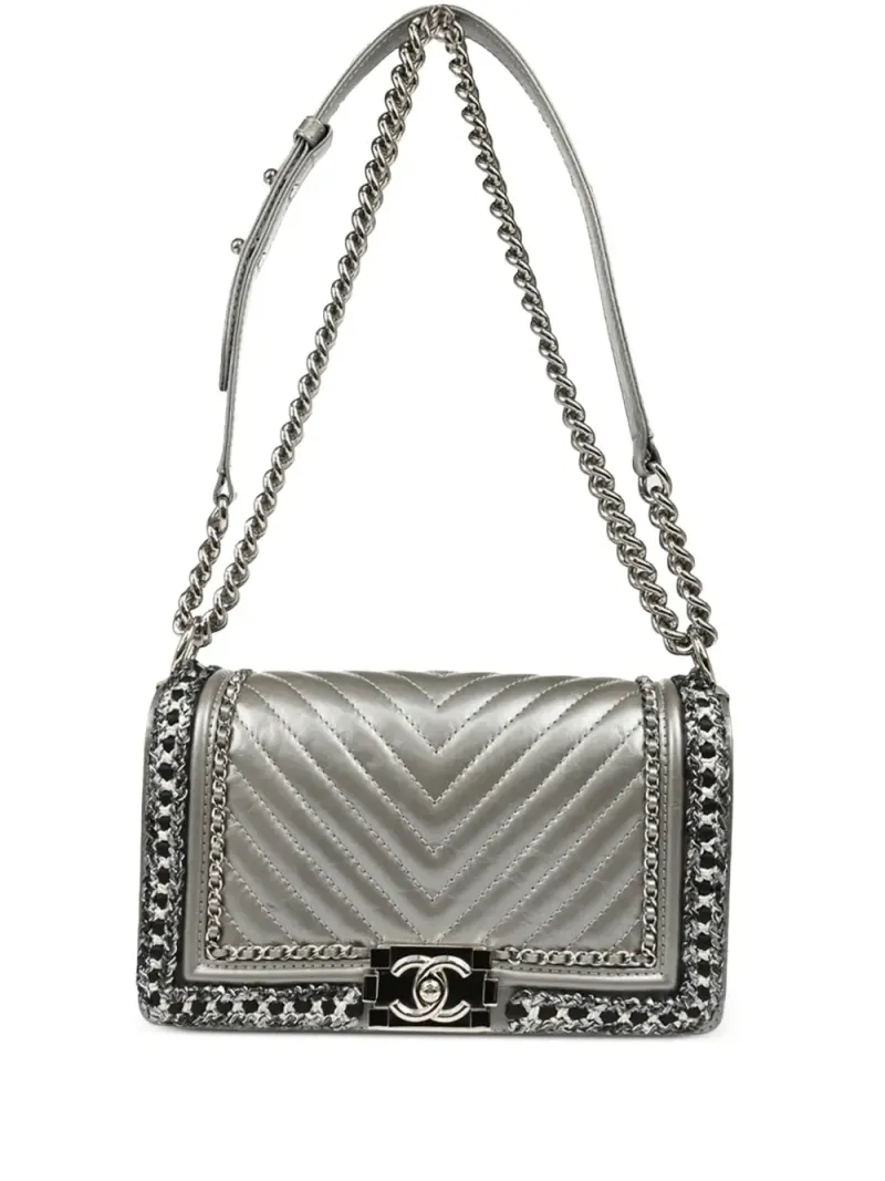 Chanel 2017 mittelgroße Boy Schultertasche in Silber