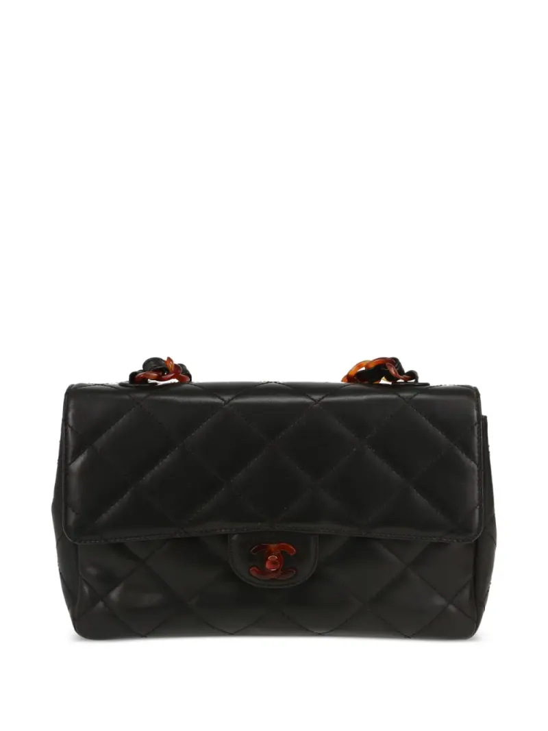Chanel 1990 mittelgroße Classic Flap Schultertasche in Schwarz