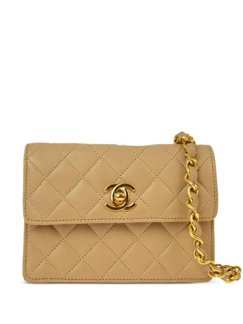 Chanel 1990 kleine Classic Flap Schultertasche in Nude