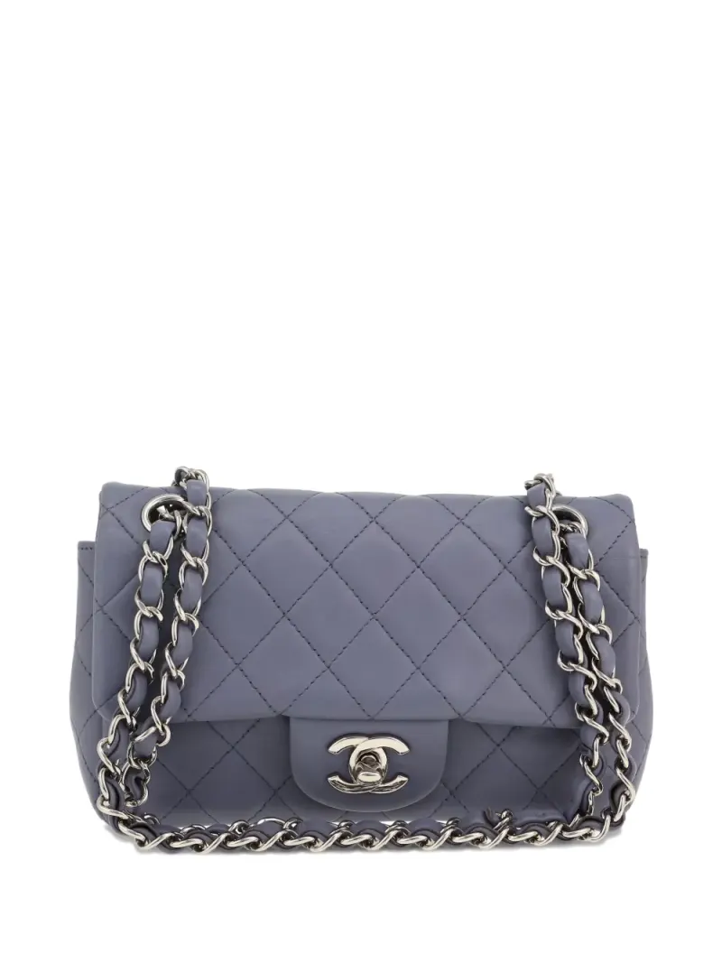Chanel Mini Classic Flap Schultertasche Mini in Blau