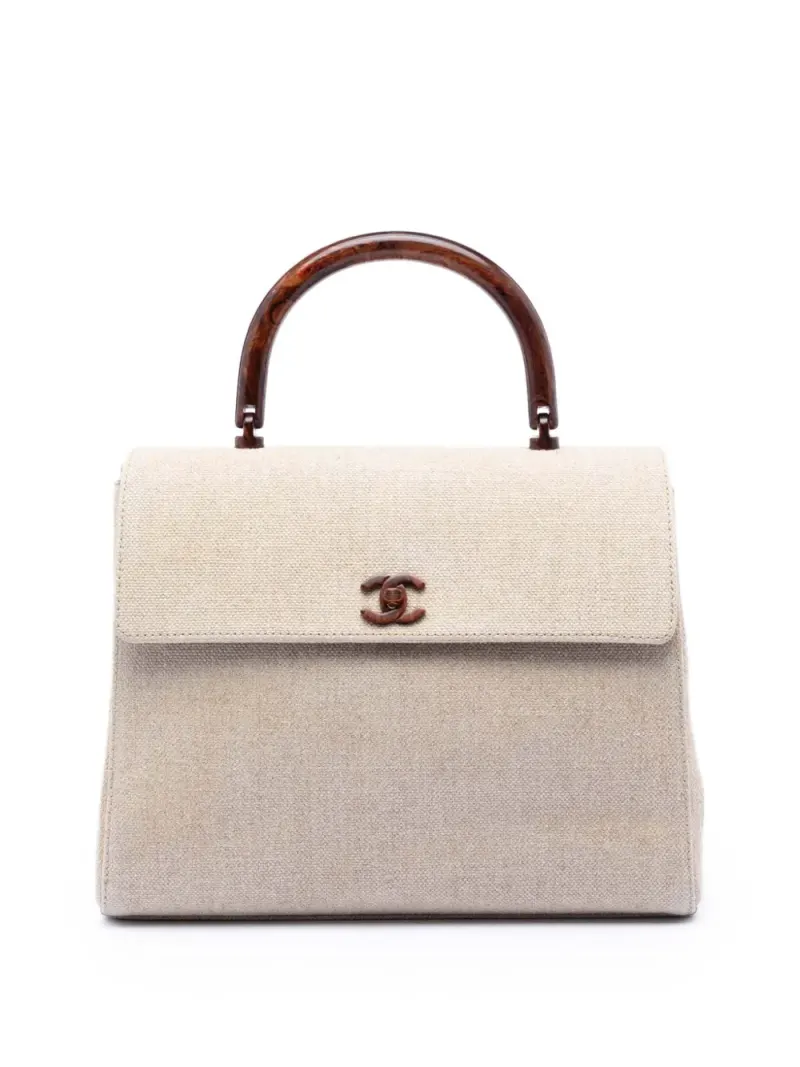 Chanel 2000-2002 mittelgroße Kelly Handtasche aus Canvas in Braun