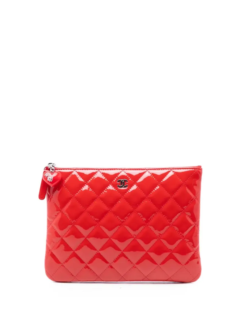 Chanel 2014-2015 kleineValentine Hearts Clutch aus Lackelder in Rot