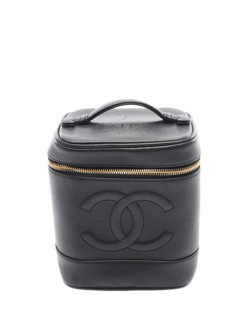 Chanel 2000-2002 Kosmetiktasche mit CC in Schwarz