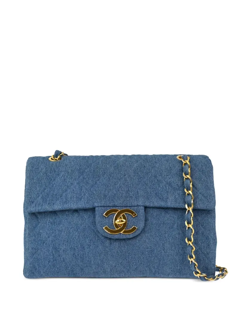 Chanel 1990 maxi Classic Flap Schultertasche in Blau