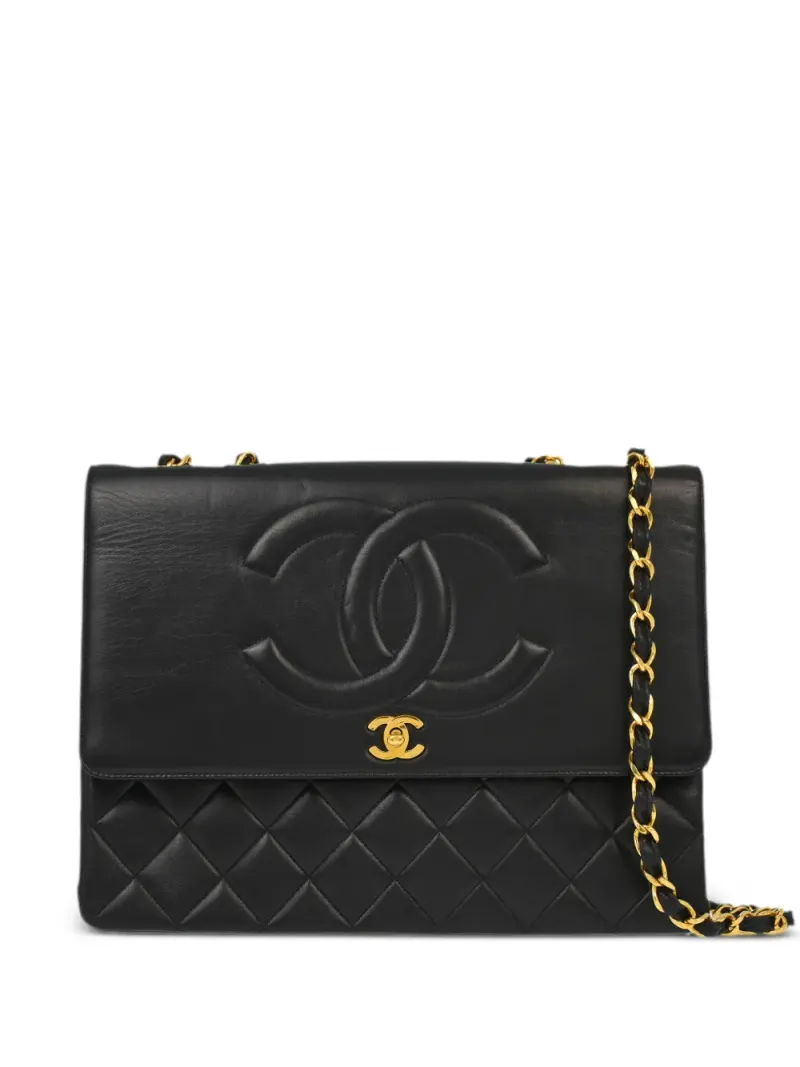 Chanel 1992 maxi Classic Flap Schultertasche in Schwarz