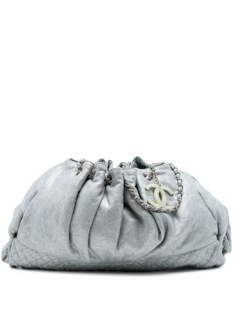 Chanel 2006-2008 Melrose Cabas Beuteltasche aus Jersey in Grau
