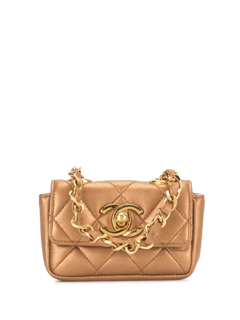 Chanel 1992 Mini-Tasche mit Rauten-Steppung Mini in Braun