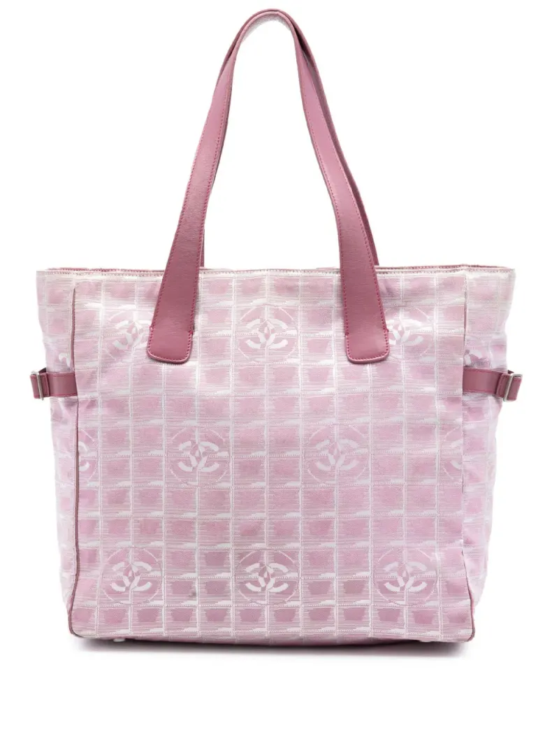 Chanel 2000-2002 New Travel Line Tote Bag aus Nylon in Rosa
