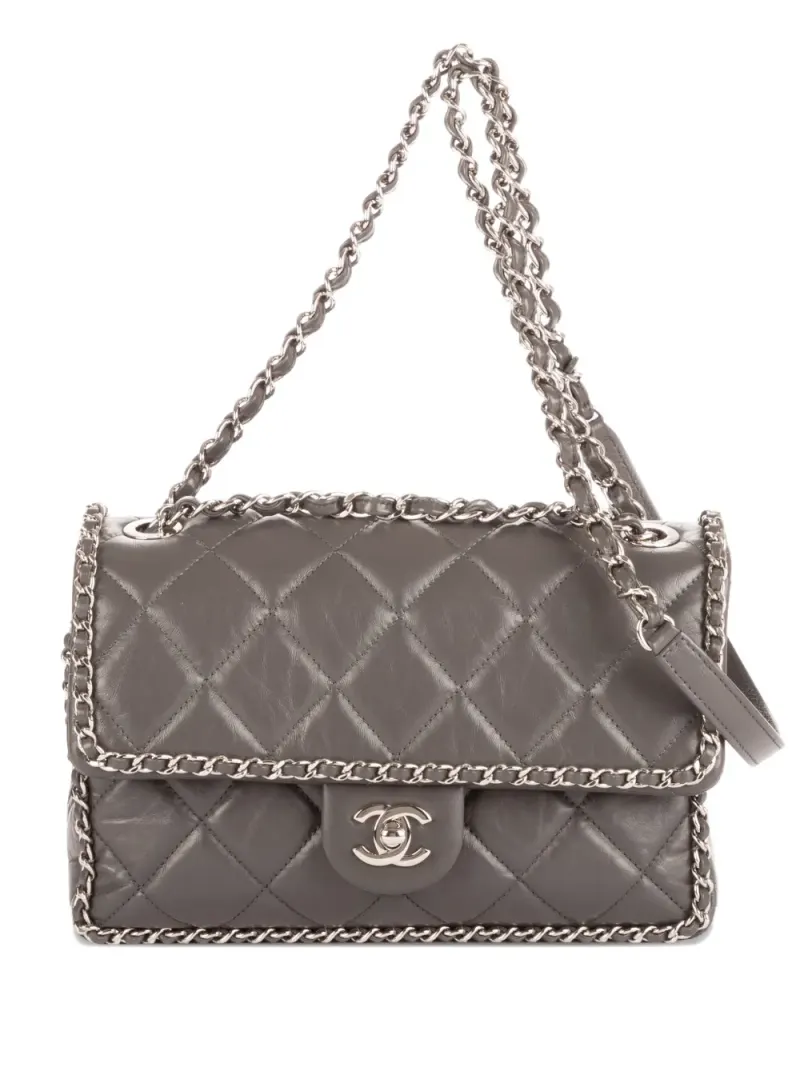 Chanel Schultertasche mit Single Flap in Grau