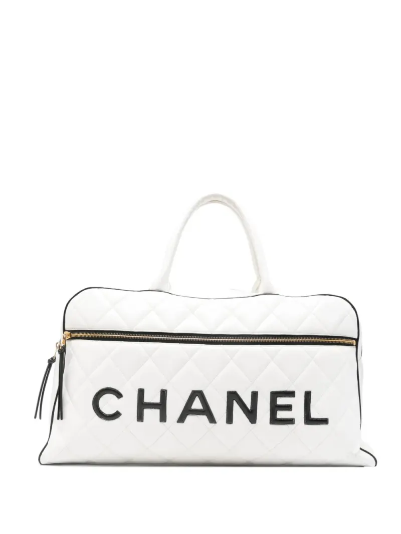 Chanel 1994-1996 große Trapuntata Reisetasche mit Henkel in Weiß