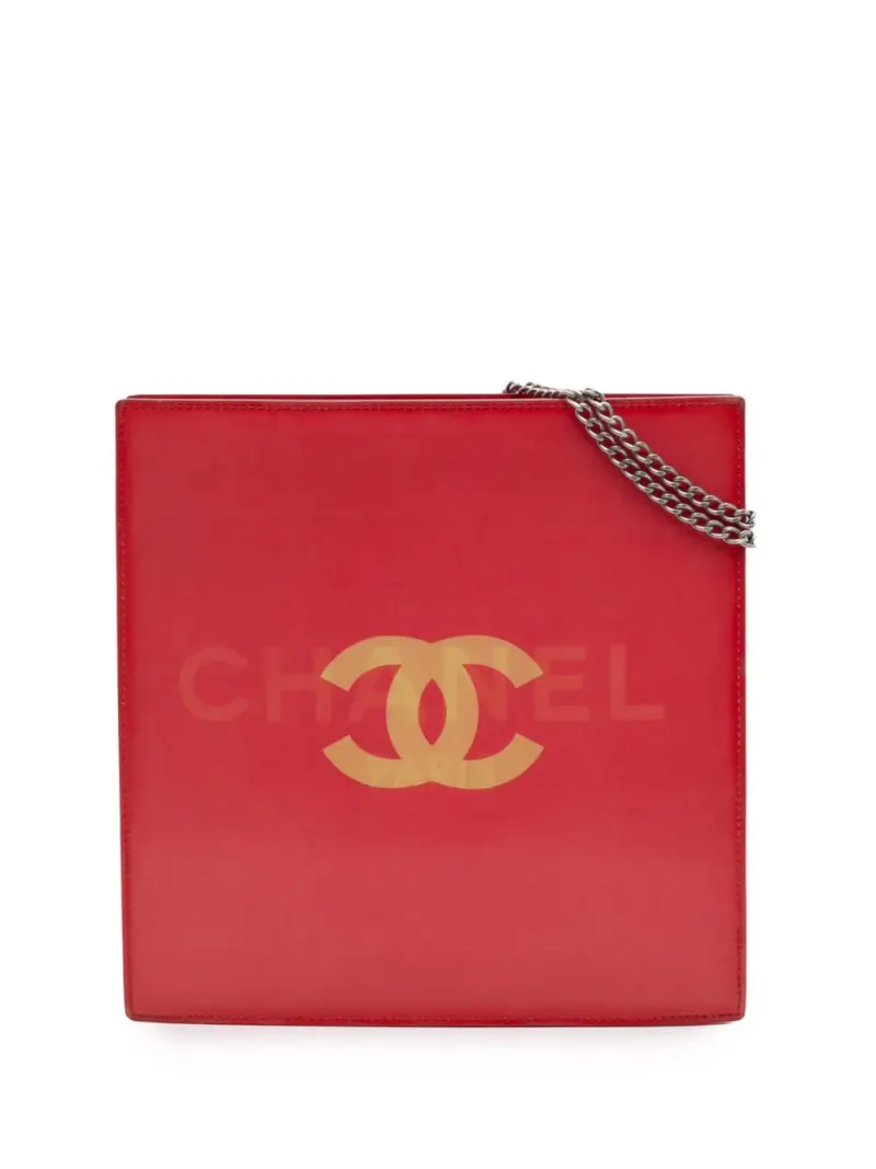 Chanel 2000-2002 Vinyl Hologram CC Schultertasche in Rot