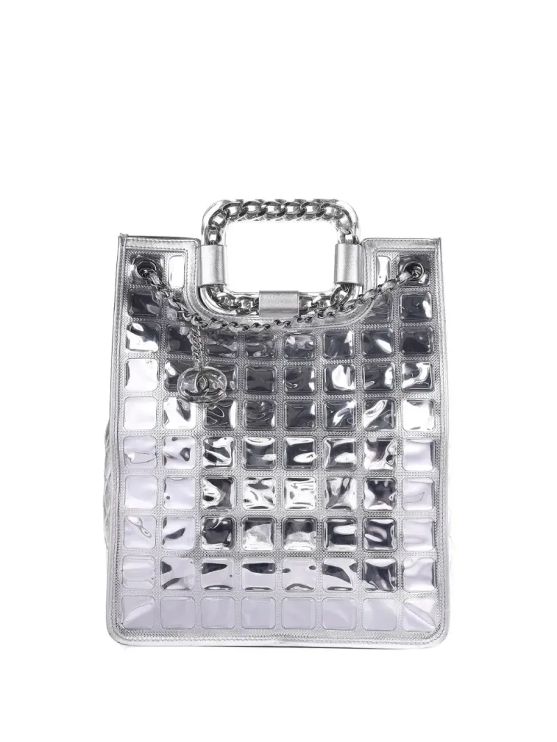 Chanel Großer Vinyl Ice Cube Shopper in Grau