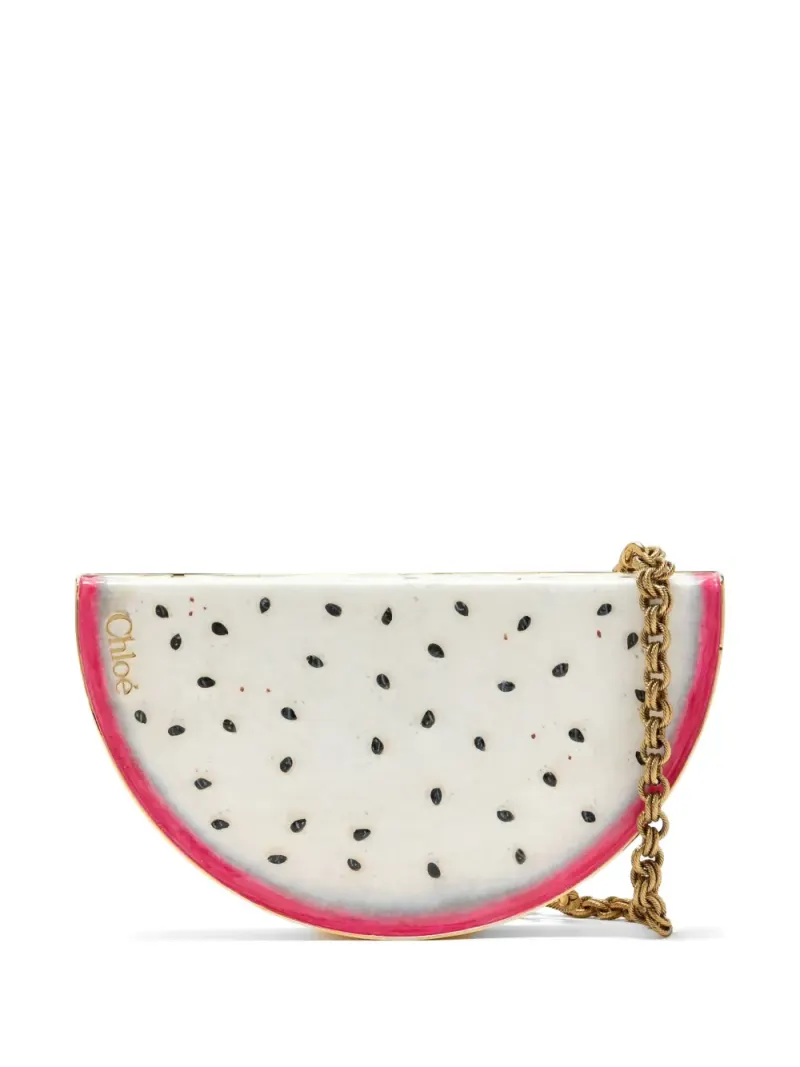 Chloé dragon-fruit chain-link clutch bag in Weiß
