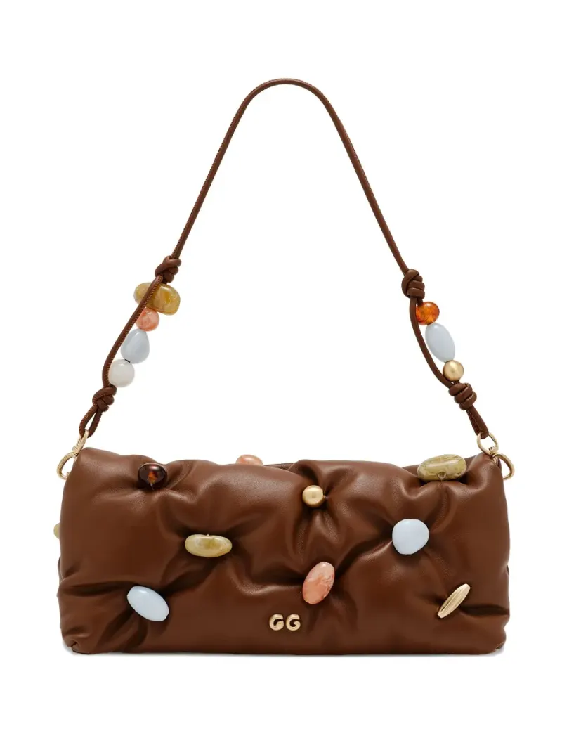 Cult Gaia Amalia Schultertasche mit Perlen in Braun