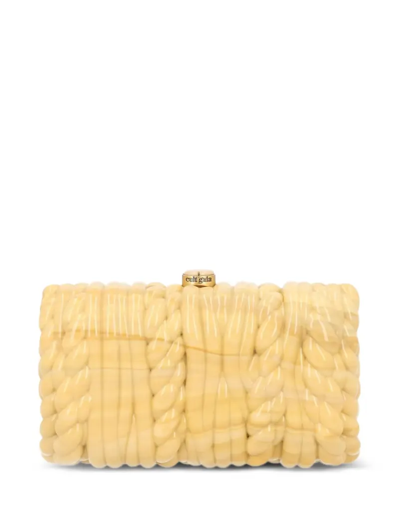 Cult Gaia Helene cable-knit effect clutch bag in Nude