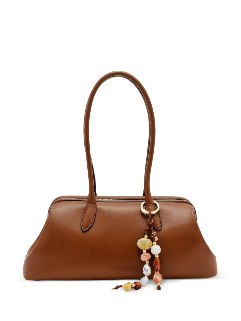 Cult Gaia Raia Schultertasche mit Perlenanhänger in Braun