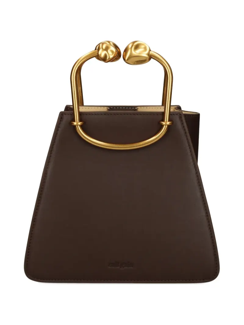 Cult Gaia sculptural-handle leather mini bag in Braun