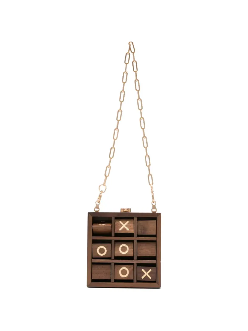 Cult Gaia Tic Tac Toe Clutch mit Kette in Braun
