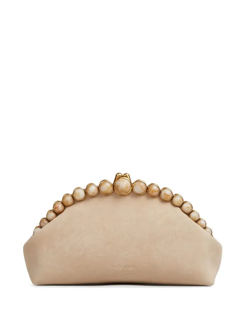 Cult Gaia Una Clutch aus Wildleder in Nude Wildleder-Leder