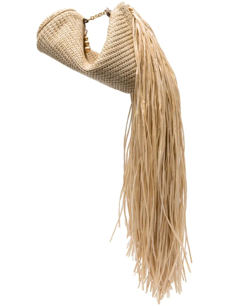 Cult Gaia Viera Clutch aus Raffiabast in Nude