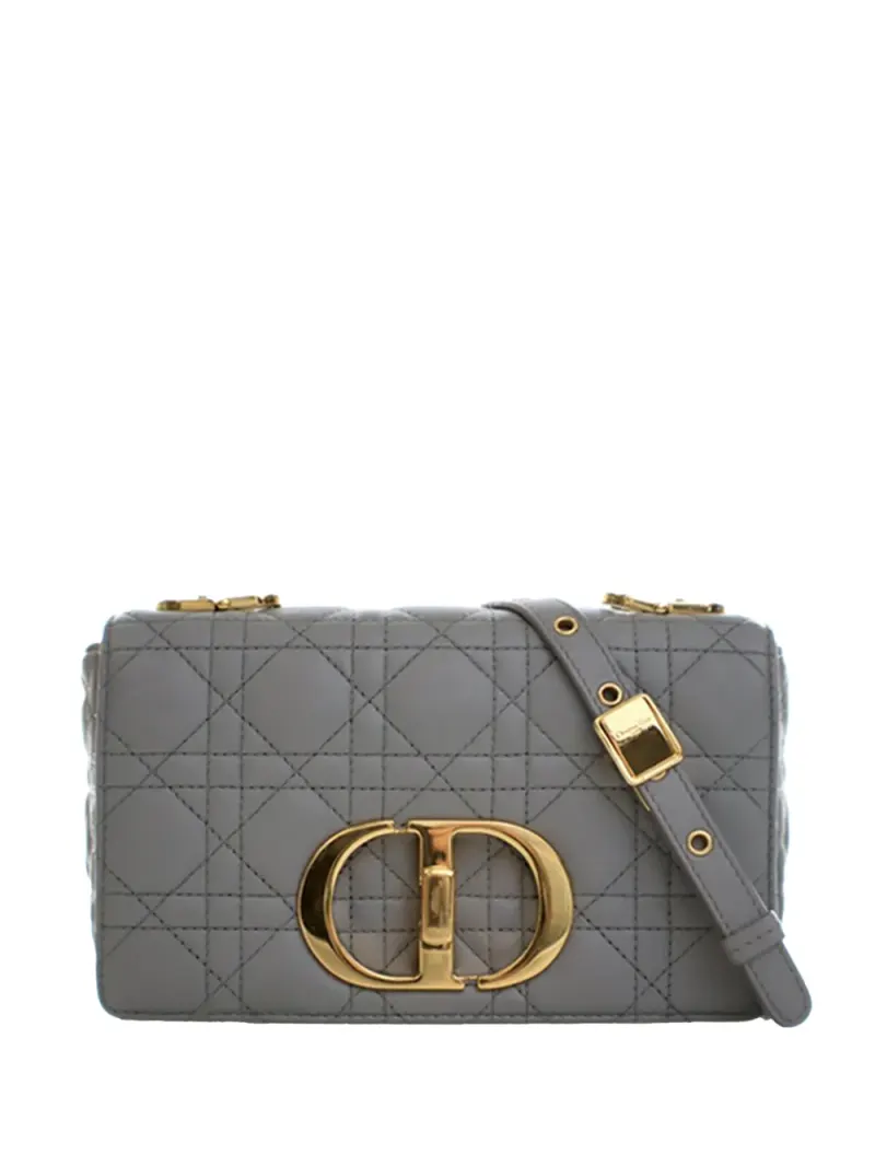 Dior Caro in Grau Cannage-Leder – Schultertasche