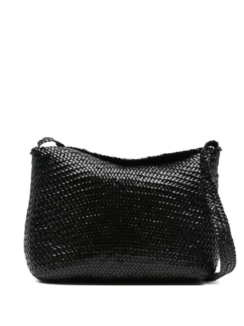 Dragon Diffusion Santa Marta Schultertasche aus gewebtem Leder in Schwarz