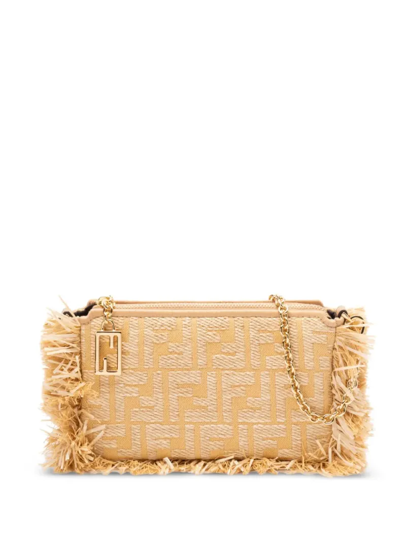 Fendi Baguette Clutch mit Fransendetail in Nude