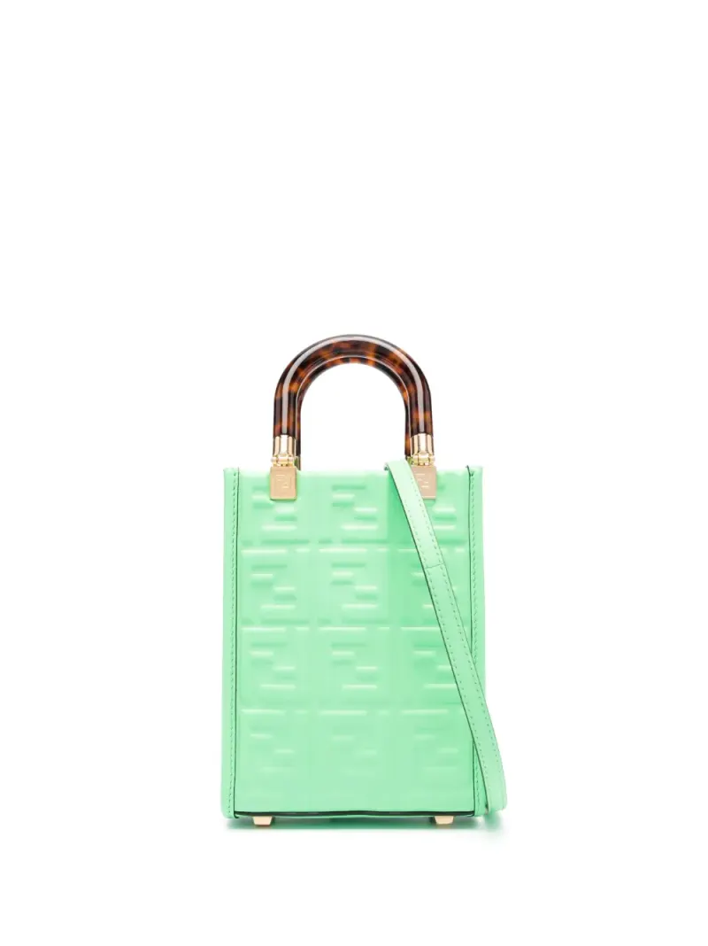 Fendi Handtasche mit Monogramm-Prägung in Grün Monogram-Leder
