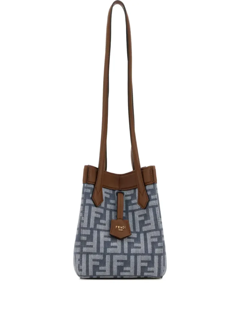 Fendi Mini Origami Beuteltasche mit Monogramm Mini in Blau Monogram-Leder