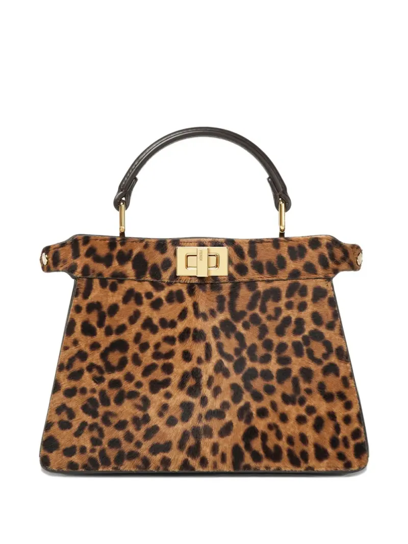 Fendi Petite Peekaboo ISeeU Tote Bag mit Leoparden-Print in Braun