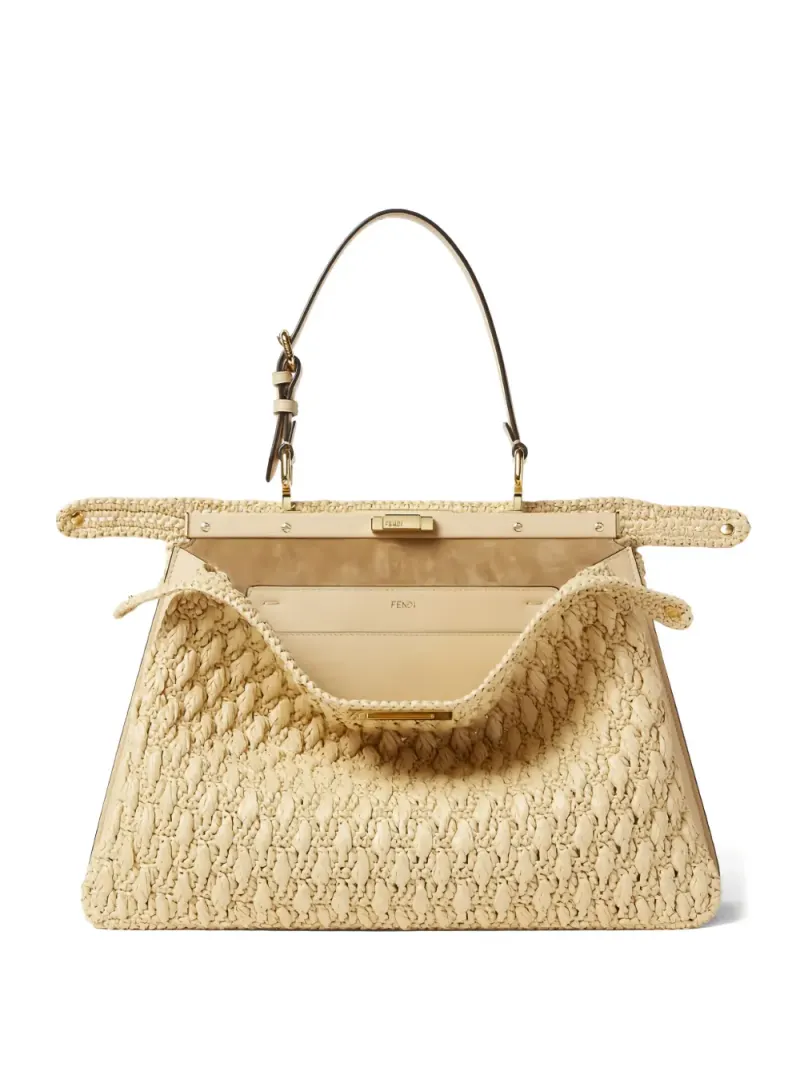 Fendi Peekaboo Tote Bag mit Webmuster in Nude