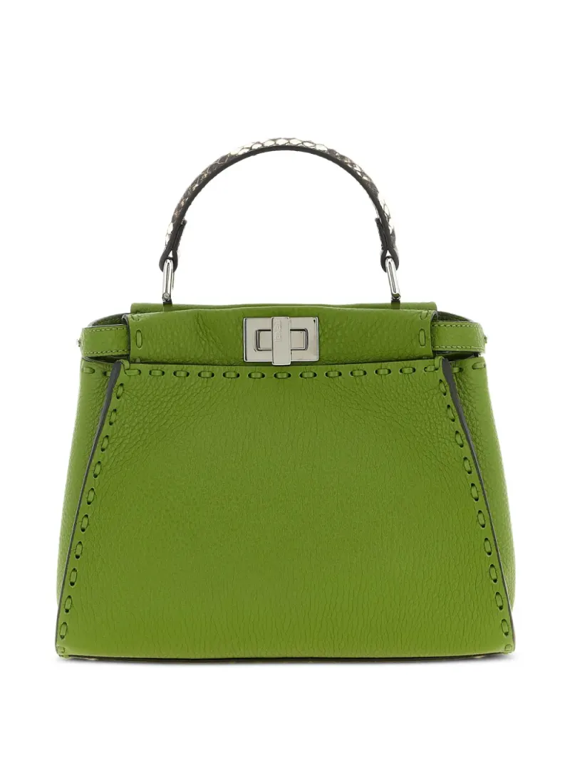 Fendi Kleine Peekaboo Tote Bag mit Ziernaht in Grün