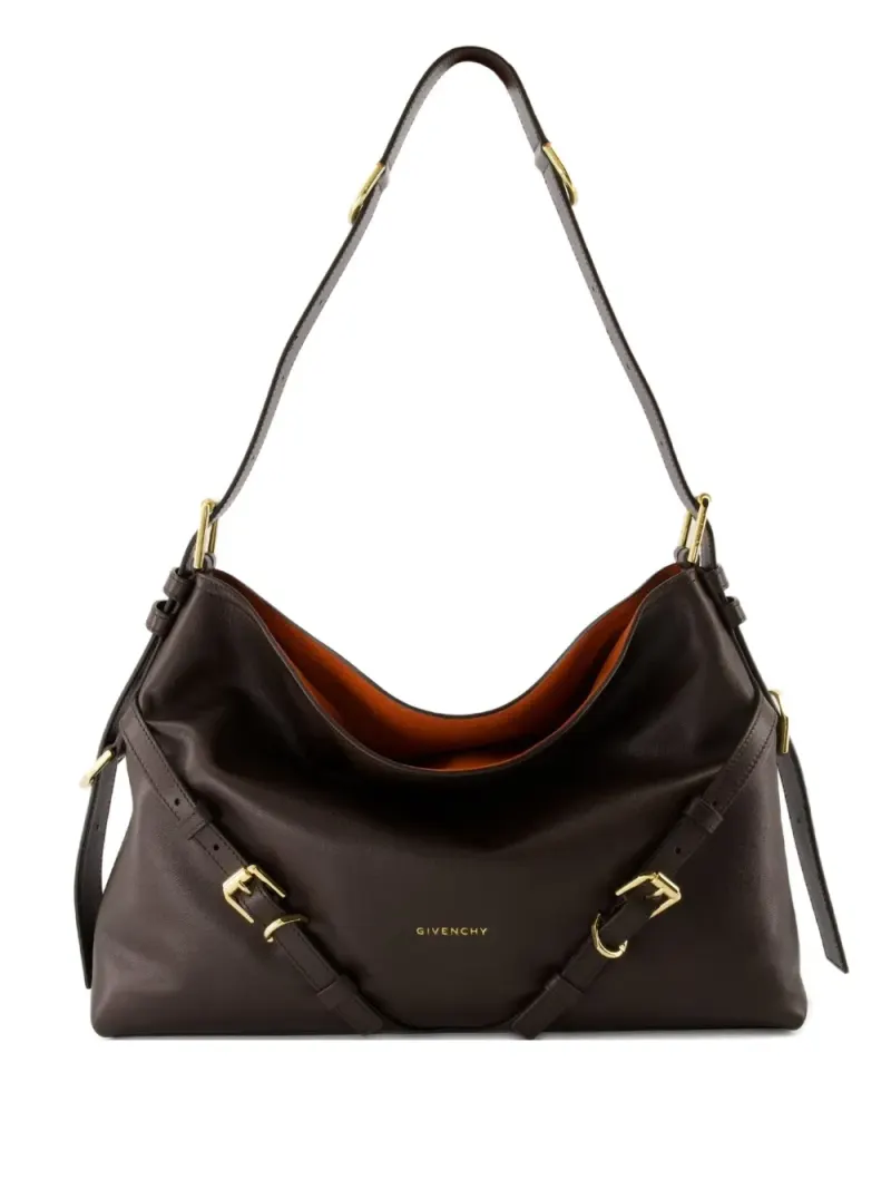 Givenchy Mittelgroße Voyou Schultertasche mit Schnallenverschluss in Braun