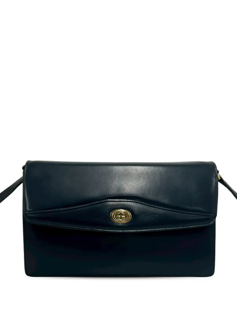 Gucci 20th Century Umhängetasche aus Leder mit Klappe in Schwarz